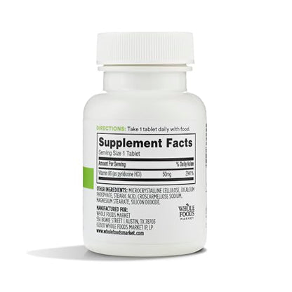 Paquete doble vitamina B6 50 mg 365 Whole Foods Market 100 unidades