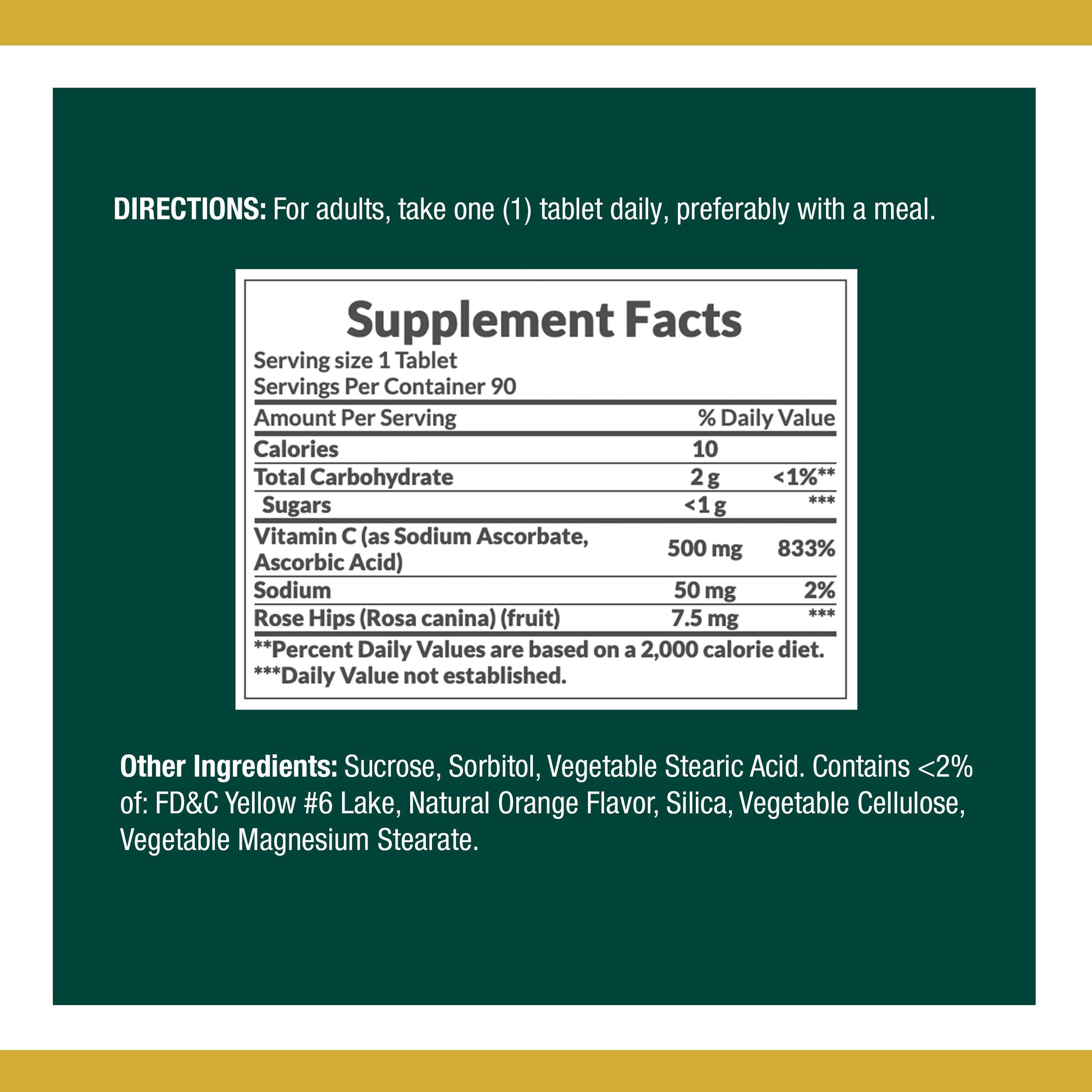 Paquete de Vitamina C 500mg 90 tabletas masticables
