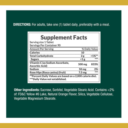 Paquete de Vitamina C 500mg 90 tabletas masticables