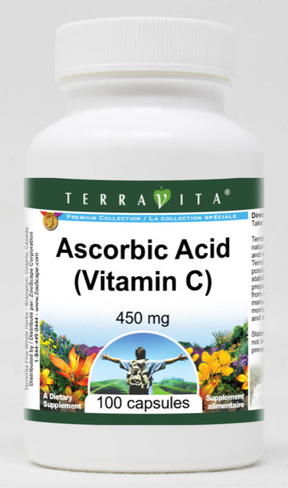 Paquete doble Vitamina C ácido ascórbico cápsulas TerraVita