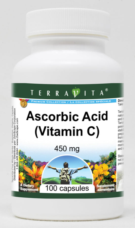 Paquete doble Vitamina C ácido ascórbico cápsulas TerraVita