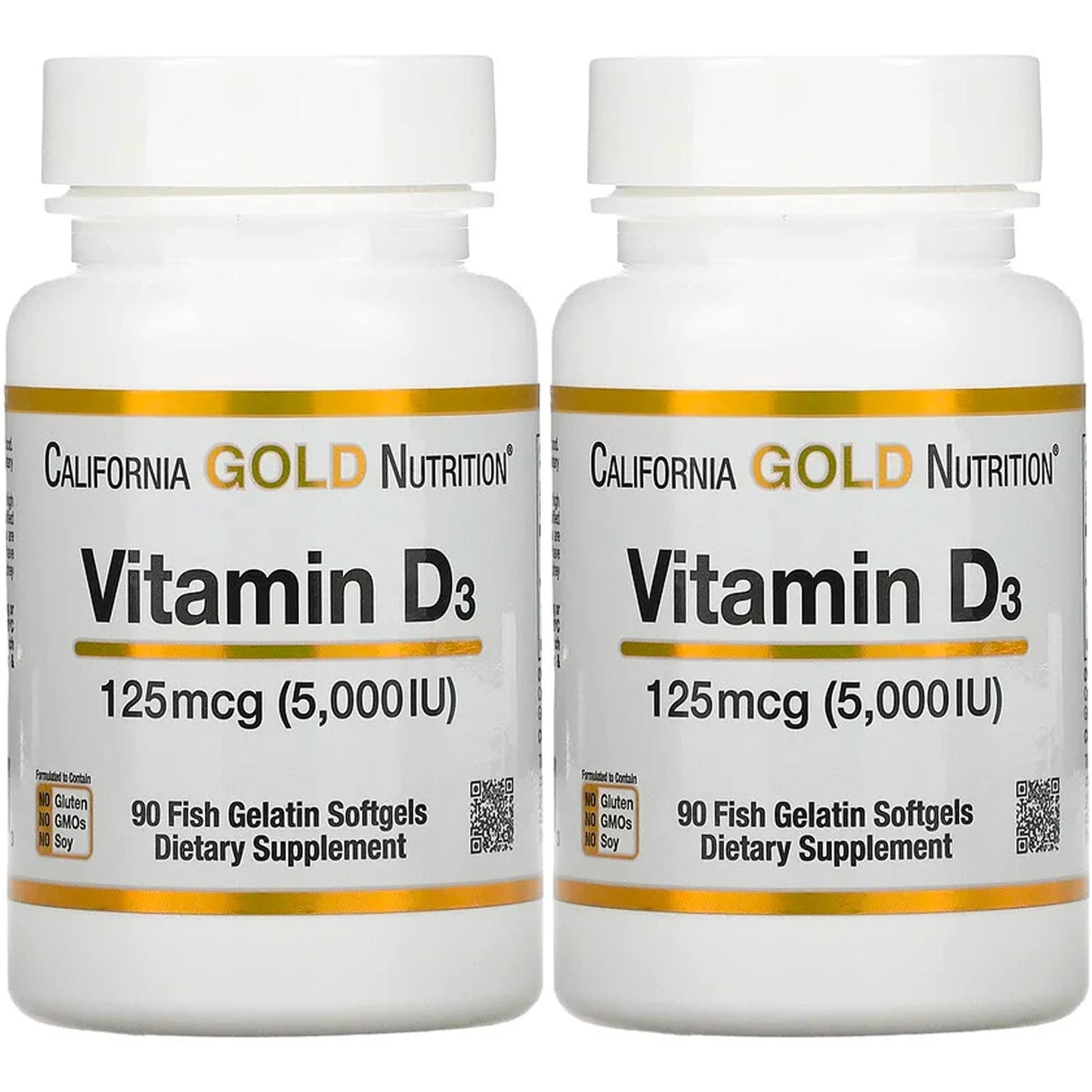 Paquete de 2 suplementos vitamina D3 California Gold Nutrition 5000 UI