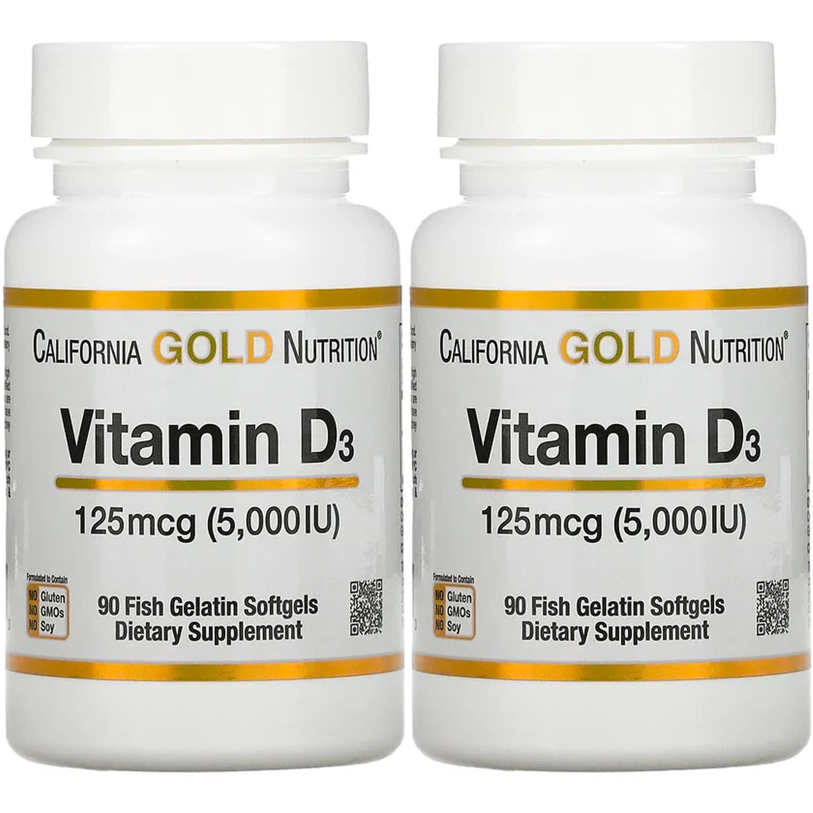Paquete de 2 suplementos vitamina D3 California Gold Nutrition 5000 UI