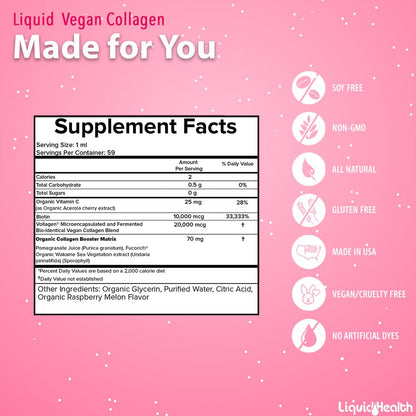 Paquete vitaminas líquidas veganas sueño belleza
