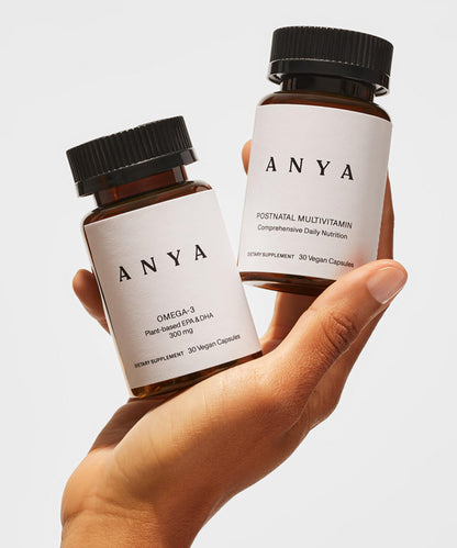Paquete de vitaminas postnatales ANYA con omega-3 y zinc