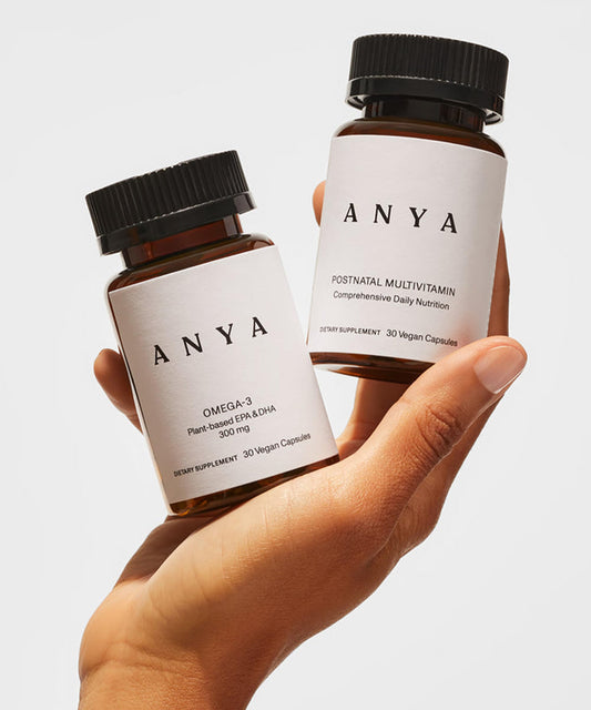 Paquete de vitaminas postnatales ANYA con omega-3 y zinc