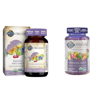 Paquete vitamins prenatales y gomitas Garden of Life 30 días