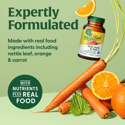 Paquete vitaminas veganas MegaFood piel uñas cabello sin alérgenos