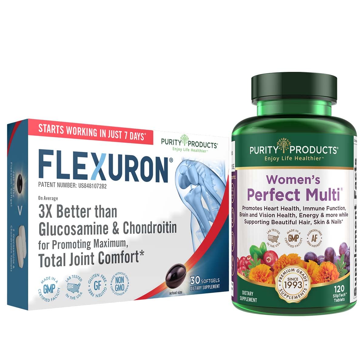 Paquete de vitaminas Women’s Perfect Multi y Flexuron