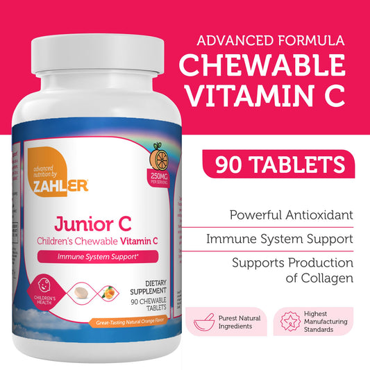 Paquete Zahler Junior C vitamina c para niños en sabor naranja