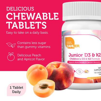 Paquete Zahler Vitaminas D3 y K2 para salud ósea niños