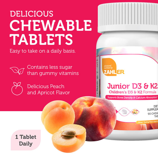 Paquete Zahler Vitaminas D3 y K2 para salud ósea niños