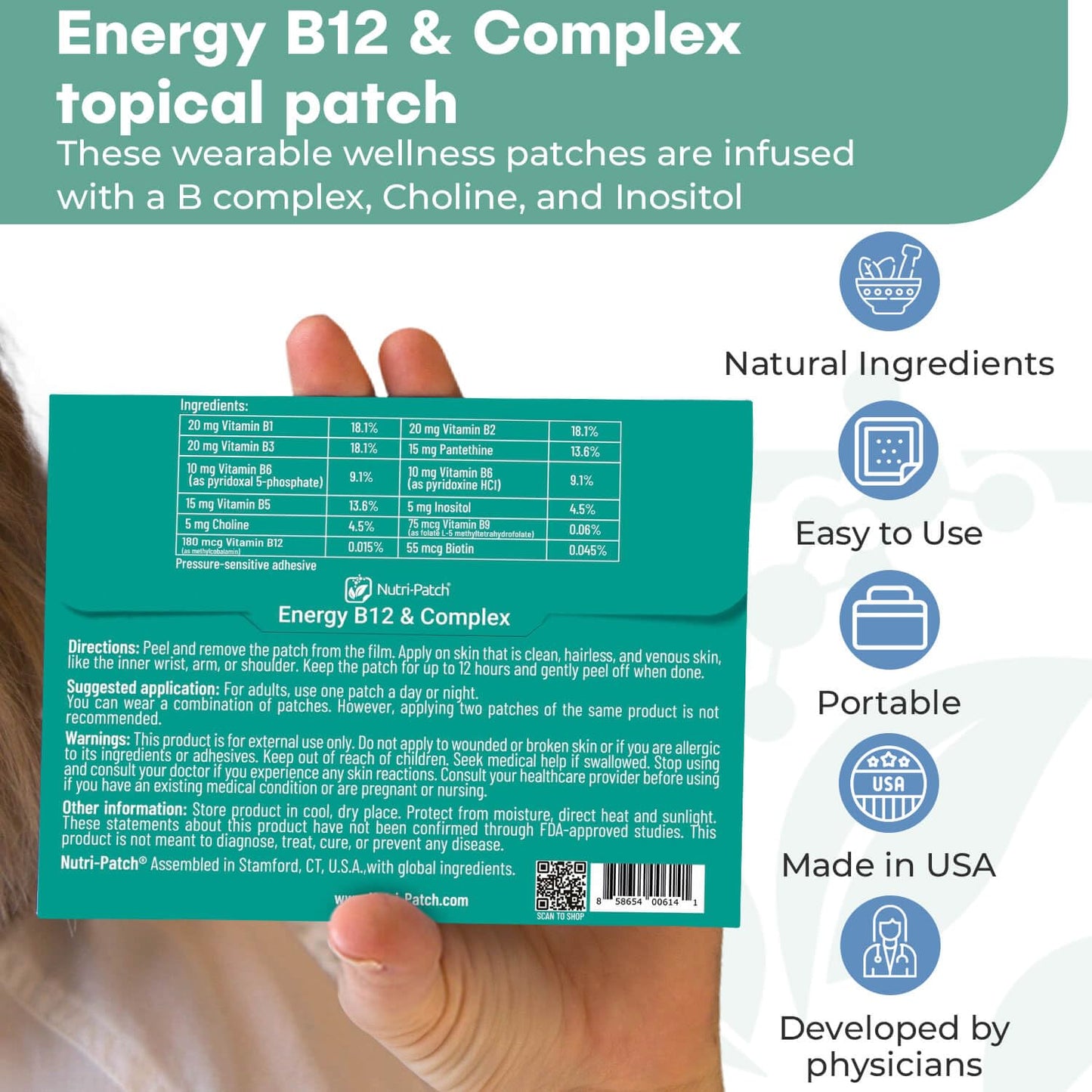 Parche Nutri-Patch liberación continua energía B12