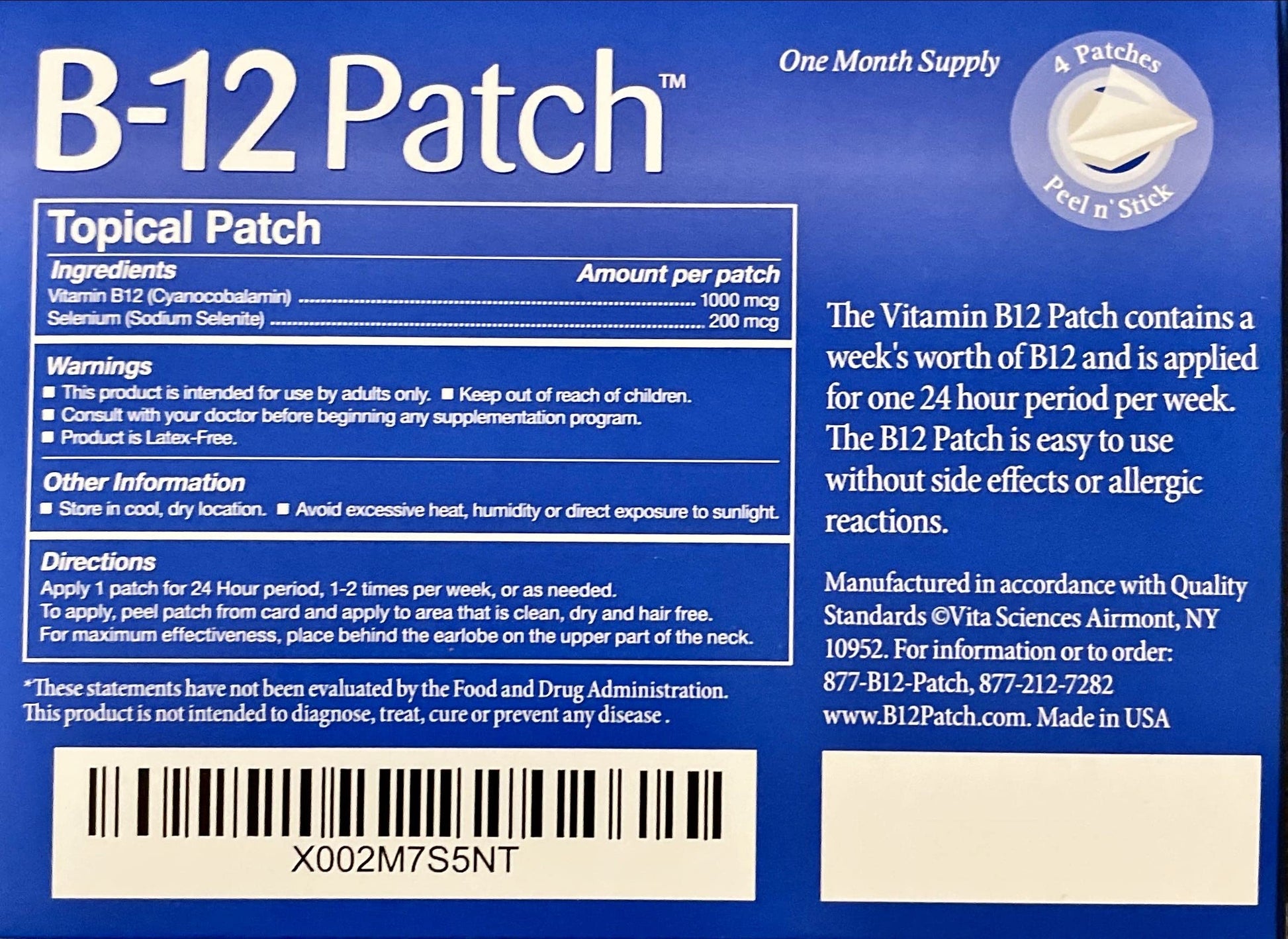 Parche pequeño y potente vitamina b12 Vita Sciences