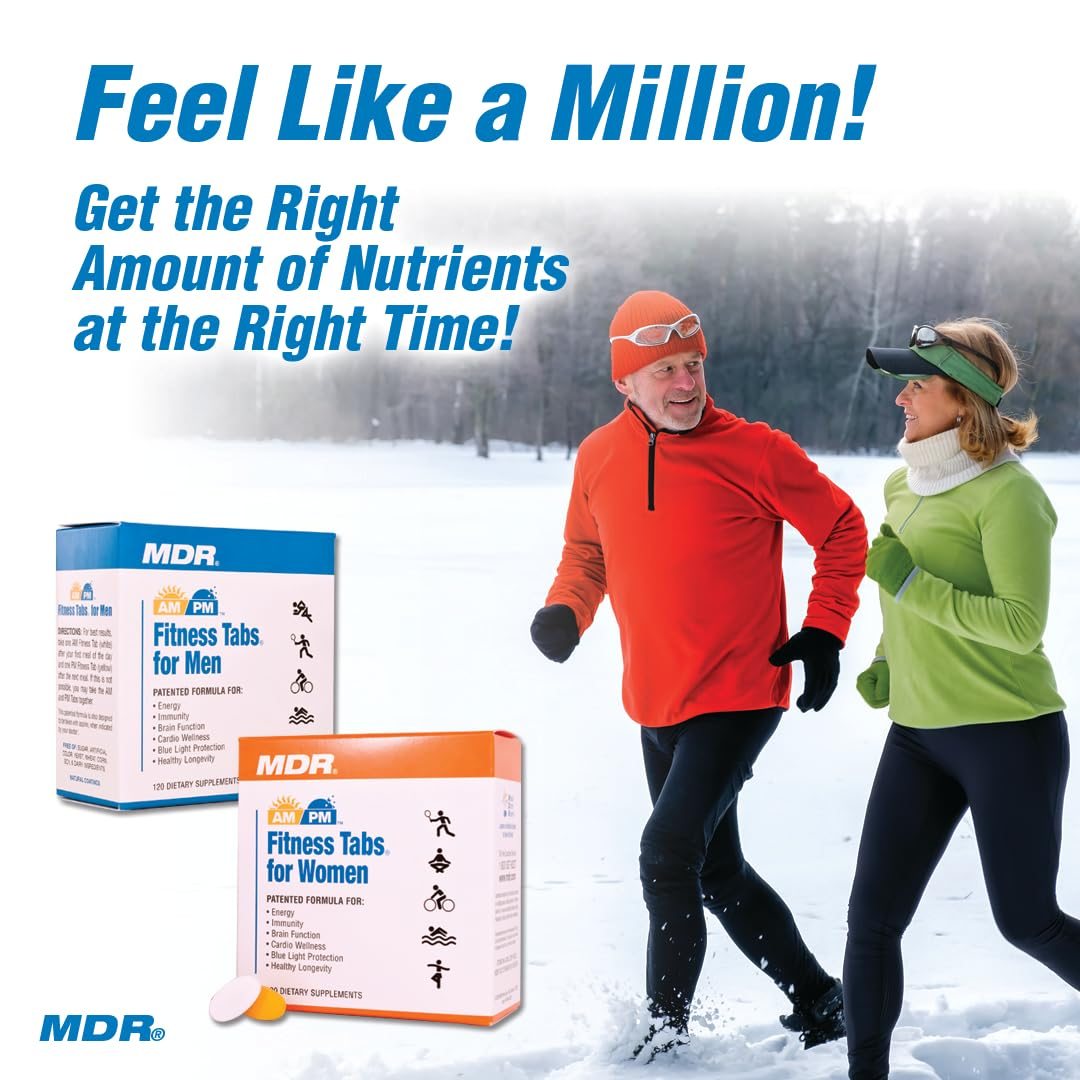 Pareja corriendo con MDR Fitness Tabs en la nieve