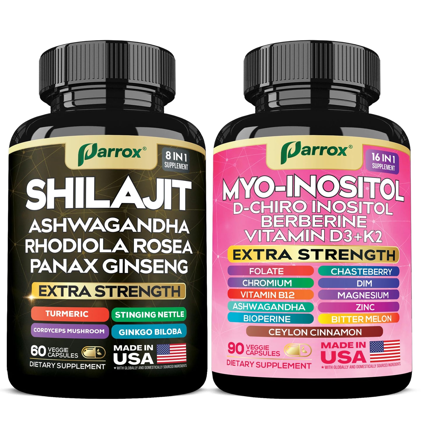 Paquete Parrox Myo Inositol y Shilajit para bienestar