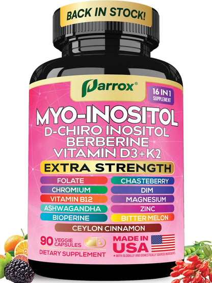 Frasco del suplemento Parrox Mio Inositol con etiqueta visible