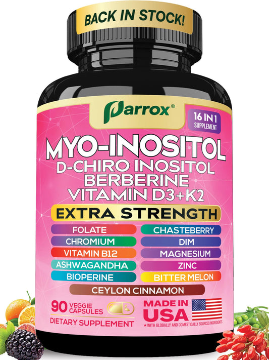 Frasco del suplemento Parrox Mio Inositol con etiqueta visible