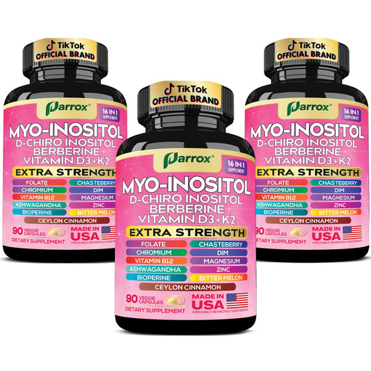 Suplemento Parrox Myo-Inositol con ingredientes naturales en frasco