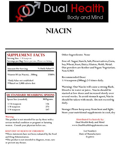 Parte inferior bolsa suplemento Niacina polvo 250 g sin GMO