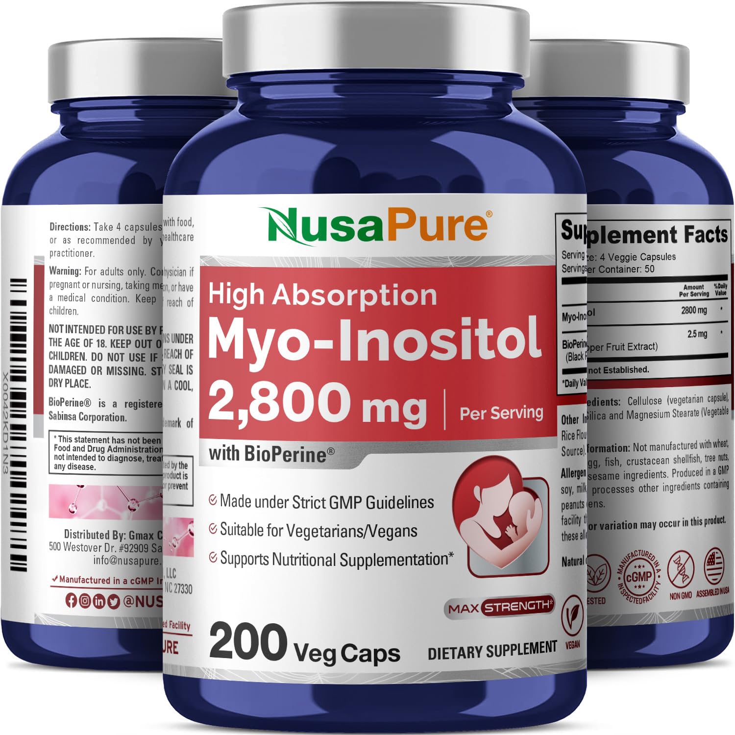 Parte posterior del envase NusaPure con información nutricional