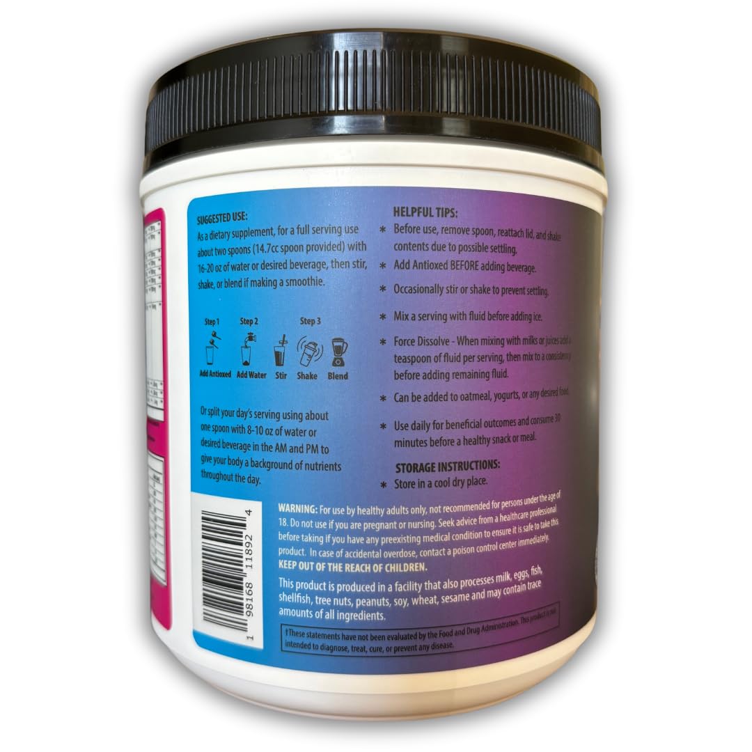 Parte trasera del suplemento Antioxed Multivitaminas MultiColágeno