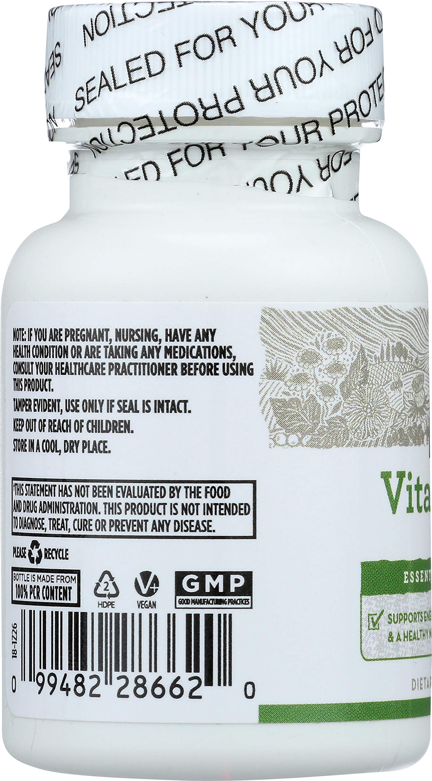 Parte trasera botella 365 Whole Foods Market vitamina B6