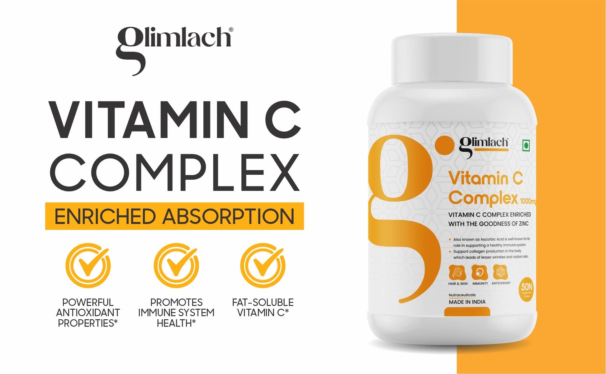Parte trasera frasco Glimlach información nutricional