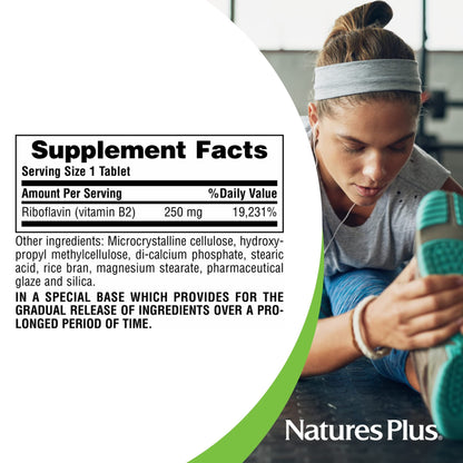 Parte trasera tableta Natures Plus vitamina B2
