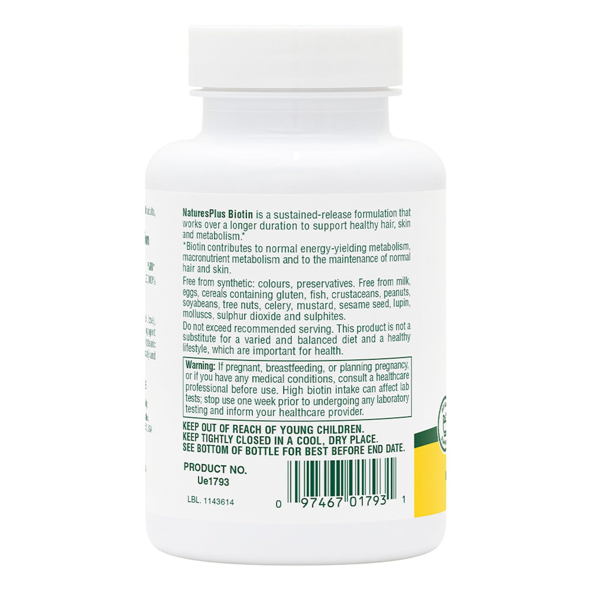 Pastillas biotina liberación lenta apoyo salud capilar