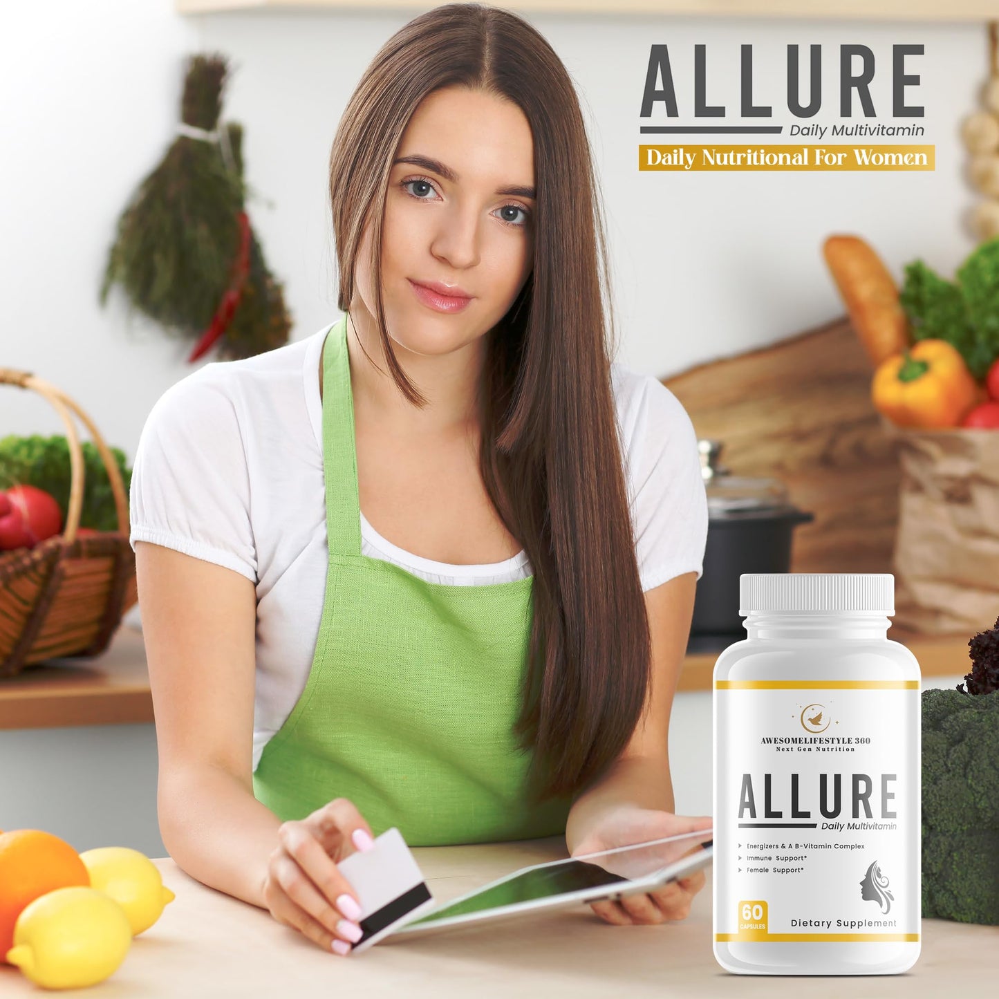 Pastillas multivitamínicas Awesomelifestyle360 para mujer salud