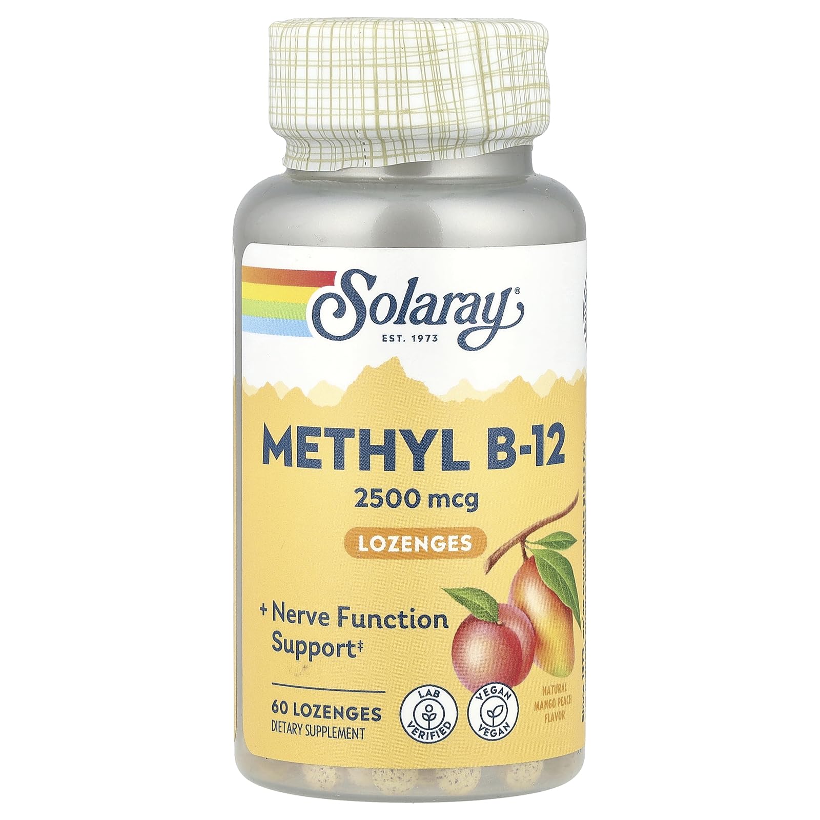 Pastillas Solaray Metil B-12 2500 mcg caja