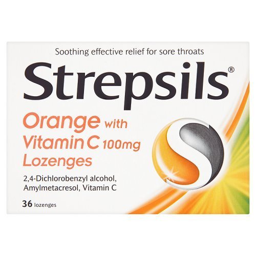 Pastillas Strepsils naranja vitamina C 100 mg paquete 36 unidades