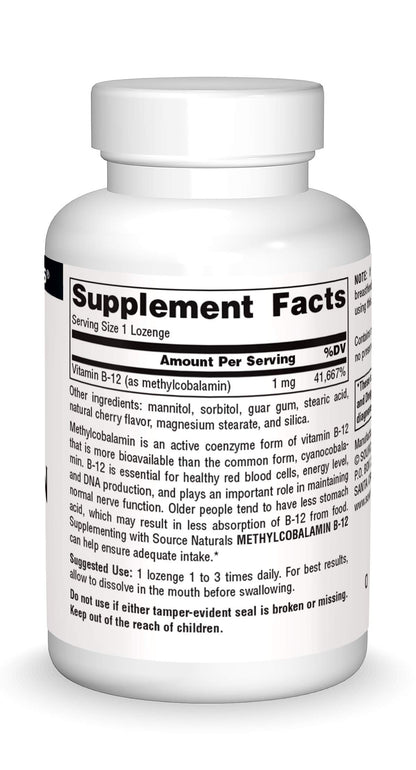 Pastillas vitamina b-12 metilcobalamina fuente Source Naturals