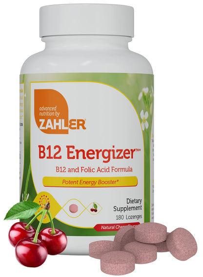 Pastillas de vitamina B12 5000 mcg Zahler sabor cereza natural