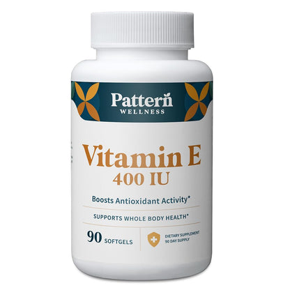Frasco Pattern Wellness vitamina E 400 IU 90 cápsulas blandas
