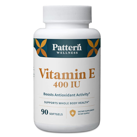 Frasco Pattern Wellness vitamina E 400 IU 90 cápsulas blandas