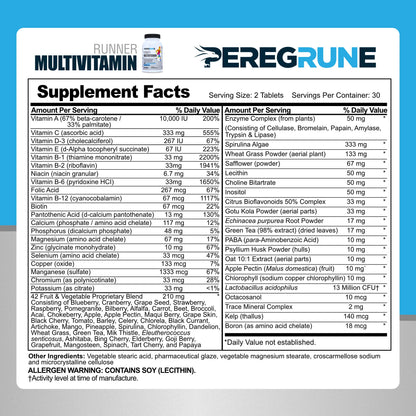 PEREGRUNE Multivitamina suplemento de ingredientes