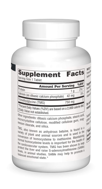 Perfil de compuesto en botella de Source Naturals TMG
