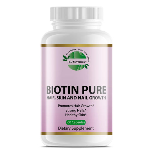 Frasco PGO Nutrition biotina pura para cabello y piel