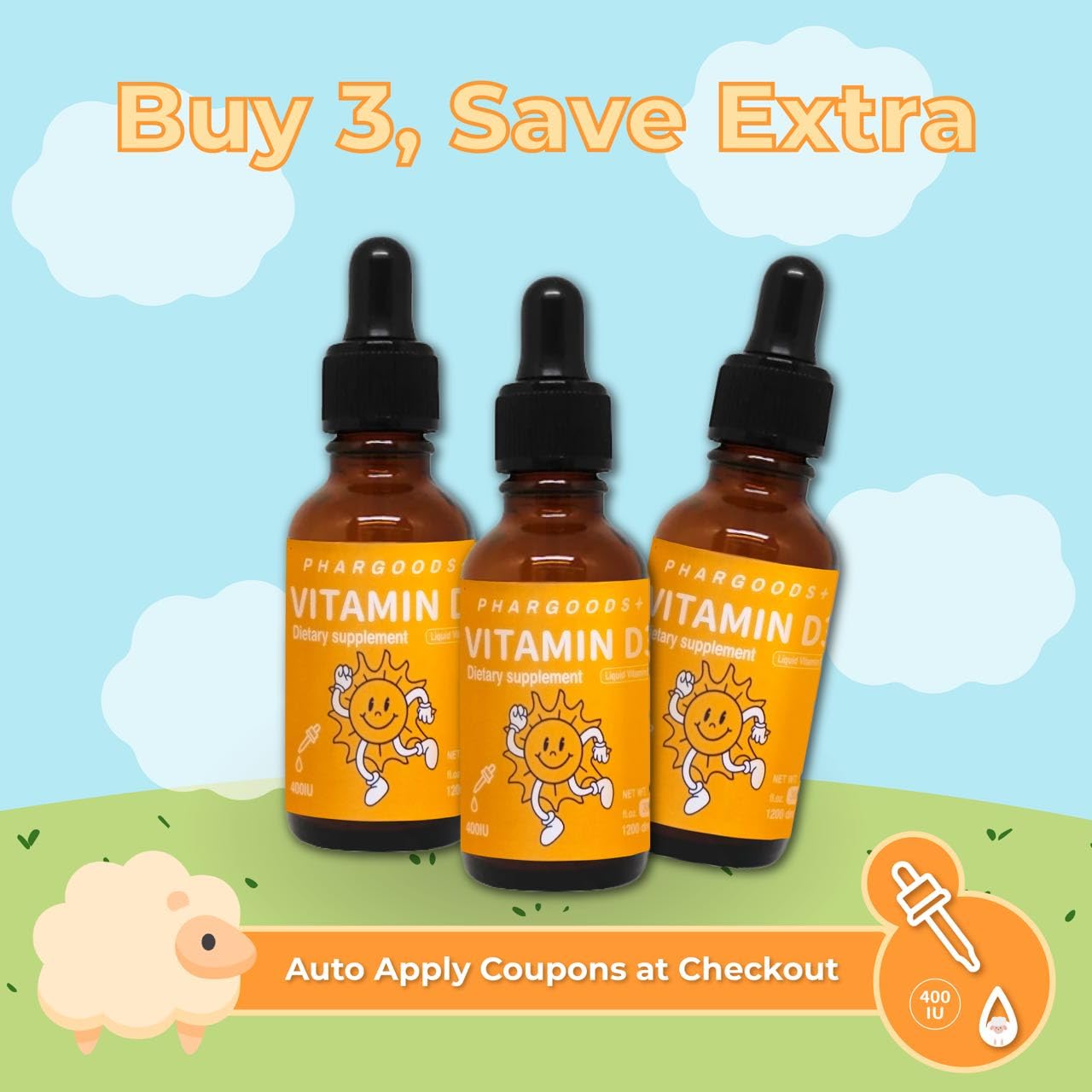 PHARGOODS+ vitamina D3 gotas, solución segura para bebés
