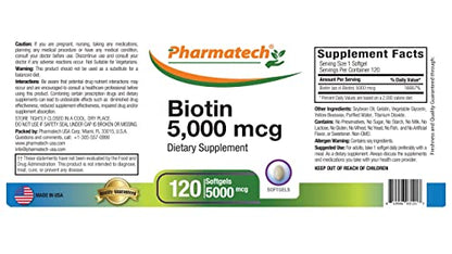 PHARMATECH suplemento vitamina b7 para crecimiento cabello