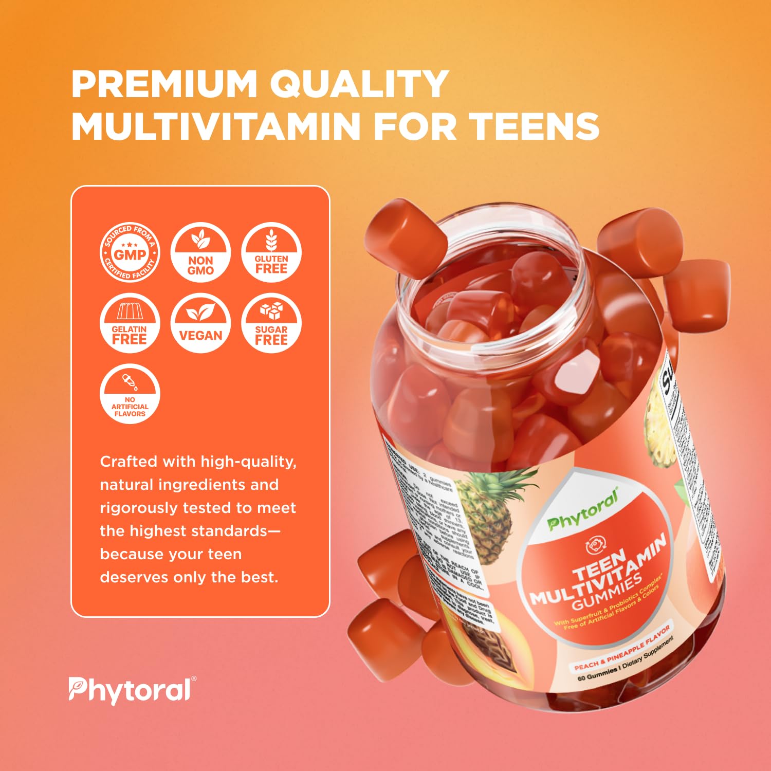 Vitaminas gomitas para apoyo en crecimiento adolescente