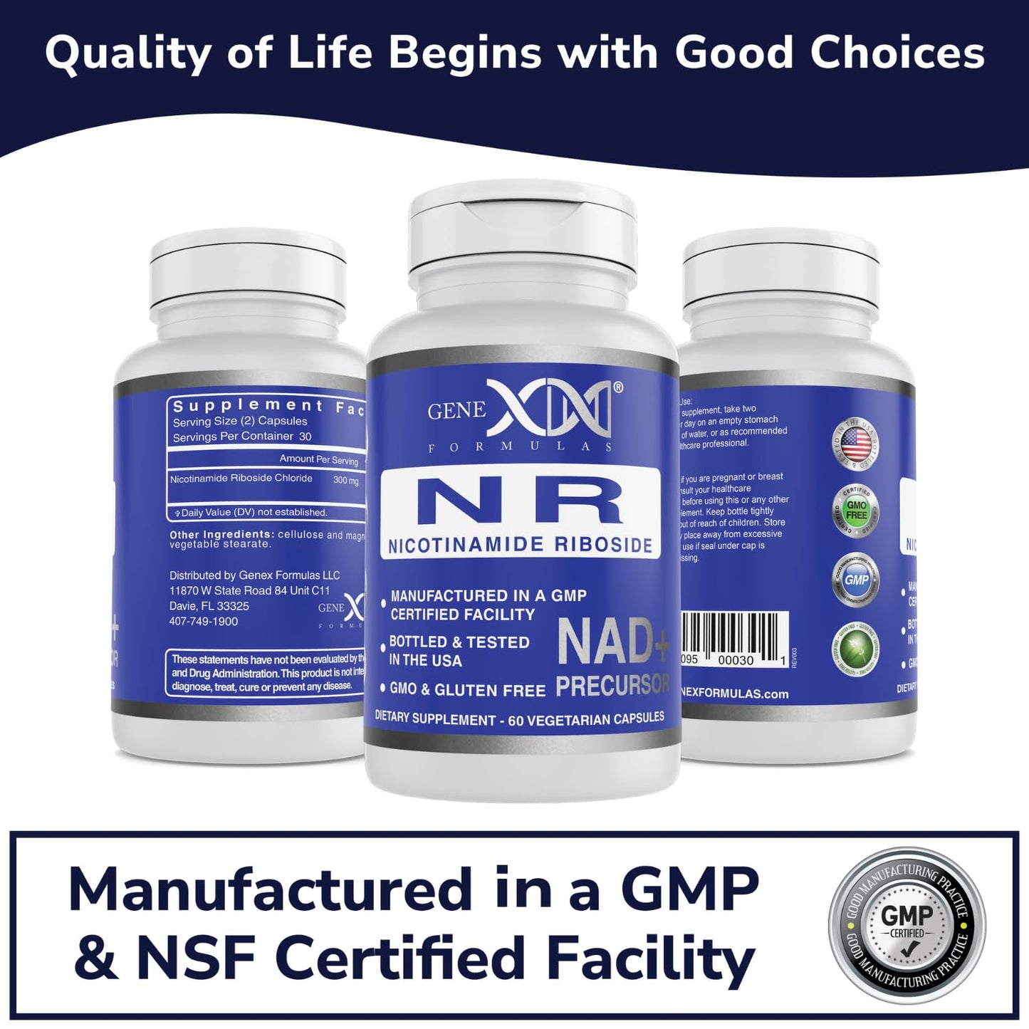 Píldoras Genex Formulas NR para salud y energía