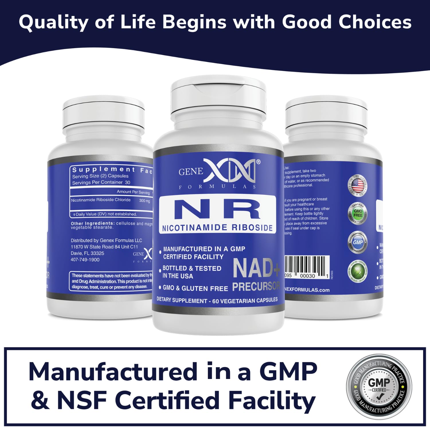 Píldoras Genex Formulas NR para salud y energía