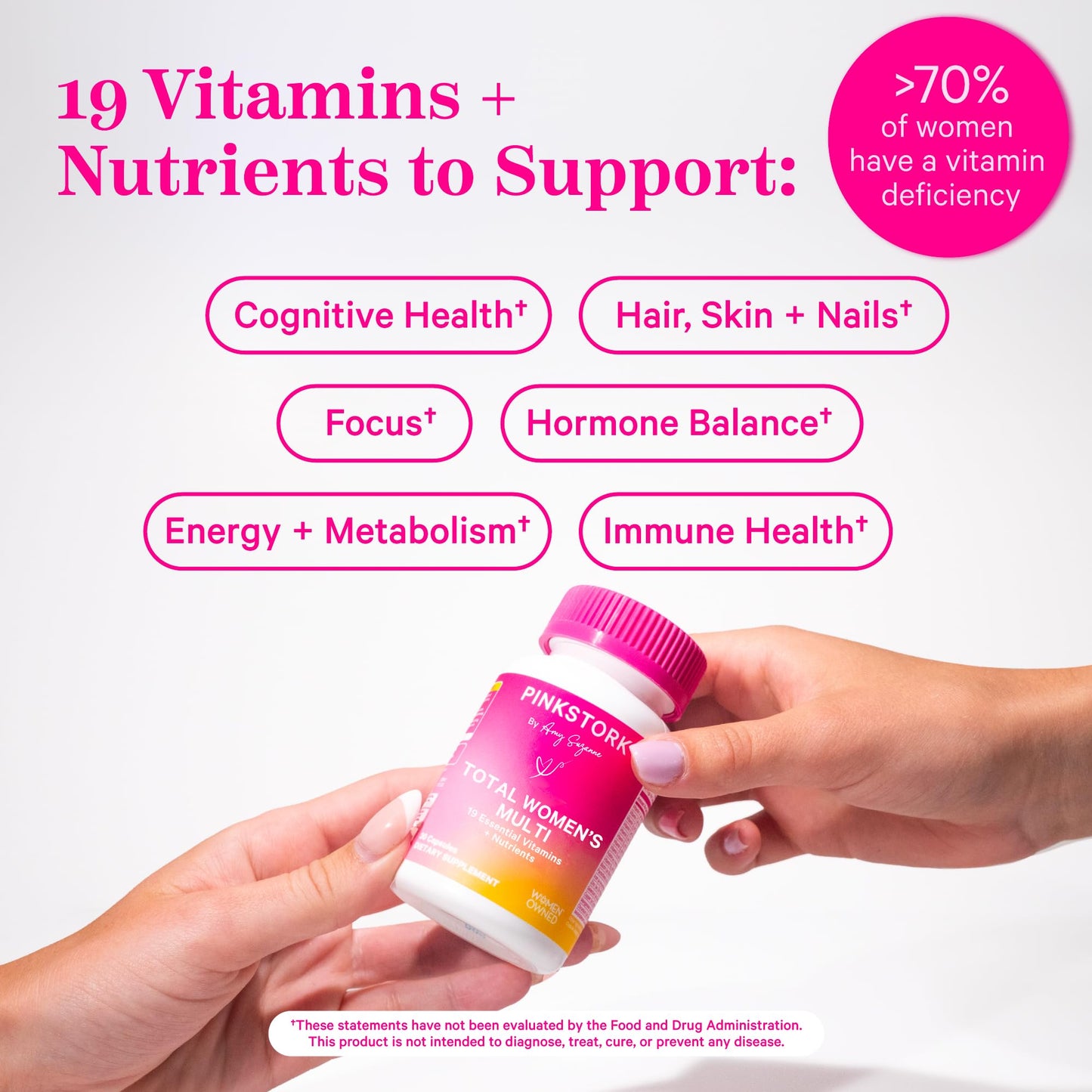 Pink Stork multivitamínico con nutrientes esenciales para mujeres