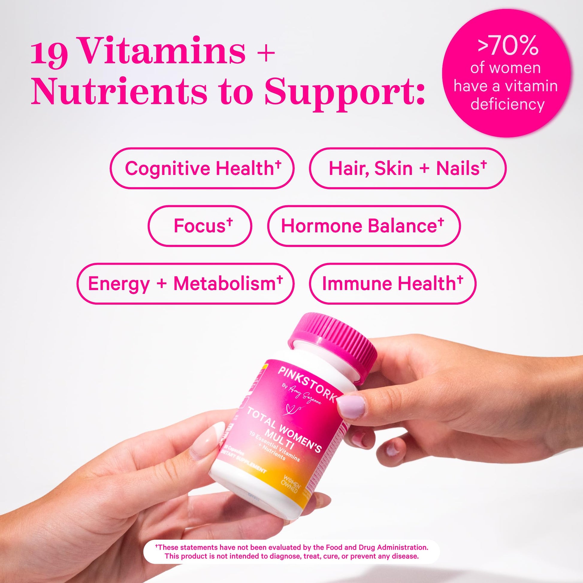 Pink Stork multivitamínico con nutrientes esenciales para mujeres