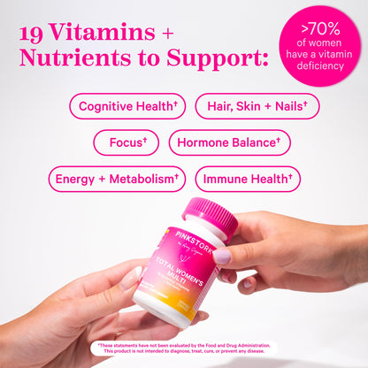 Pink Stork multivitamínico con nutrientes esenciales para mujeres