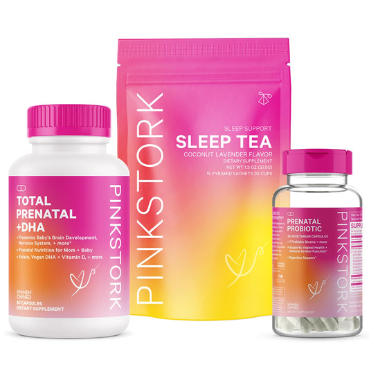 Pink Stork paquete embarazo vitaminas y té