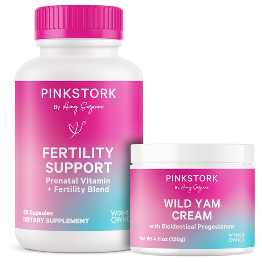 Pink Stork suplemento fertilidad para mujeres con crema progesterona